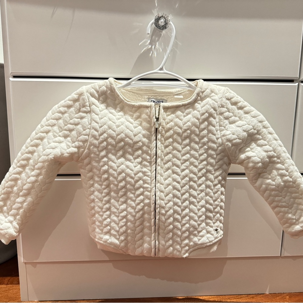 Okaïdi cozy sweater-jacket. Size 3. Soft sherpa linen.